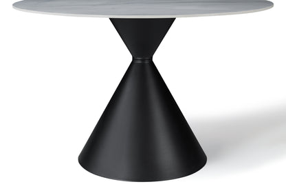 Aurelio Round Travertine Dining Table 120cm – 4 Seater Black & White
