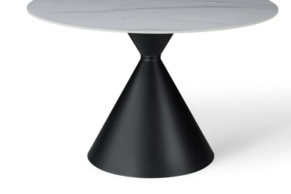 Aurelio Round Travertine Dining Table 120cm – 4 Seater Black & White