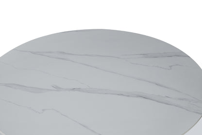 Aurelio Round Travertine Dining Table 120cm – 4 Seater Black & White