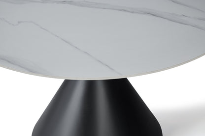 Aurelio Round Travertine Dining Table 120cm – 4 Seater Black & White