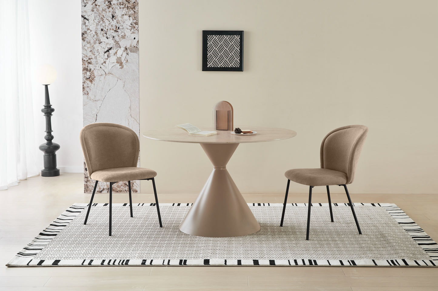 Aurelio Round Travertine Dining Table 120cm – 4 Seater Cappuccino