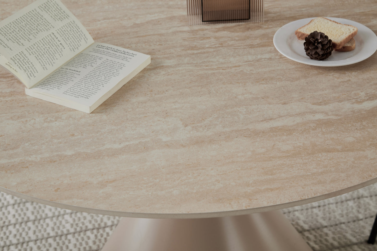 Aurelio Round Travertine Dining Table 120cm – 4 Seater Cappuccino