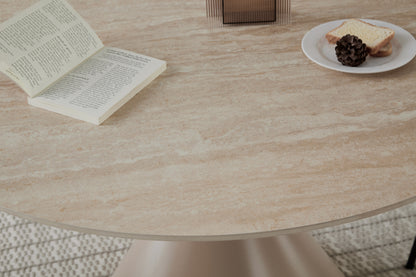 Aurelio Round Travertine Dining Table 120cm – 4 Seater Cappuccino