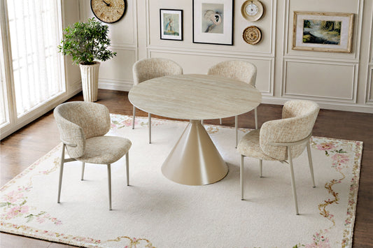 Aurelio Round Travertine Dining Table 120cm – 4 Seater Cappuccino