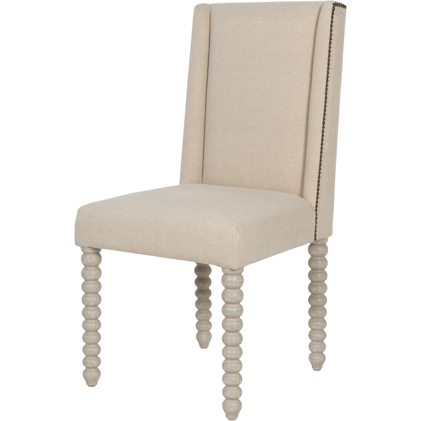 Bertie Hand-Carved Dining Chair with Cotton Upholstery