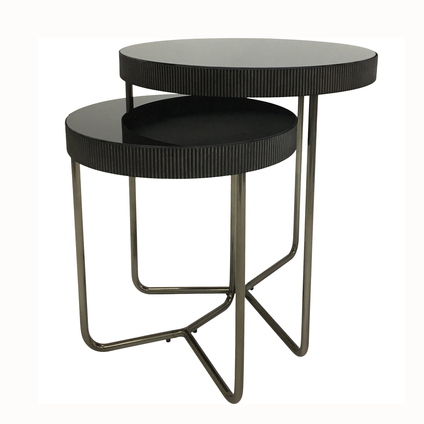 Knights Black Tinted Glass Side Table Set