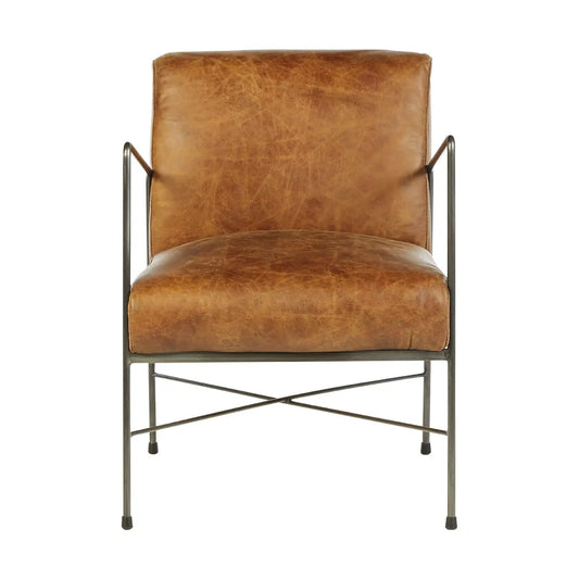 The Bronx Leather Chair with Iron Frame