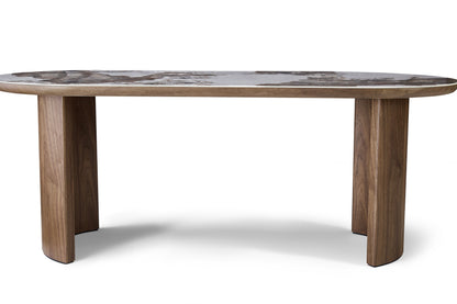 Caldera Rectangular Walnut & Pandora Stone Dining Table – 6–8 Seater 200cm