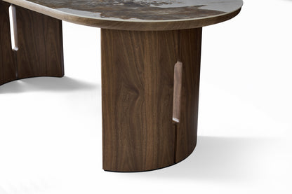 Caldera Rectangular Walnut & Pandora Stone Dining Table – 6–8 Seater 200cm