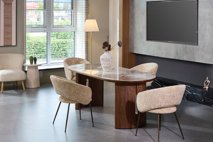 Caldera Rectangular Walnut & Pandora Stone Dining Table – 6–8 Seater 200cm