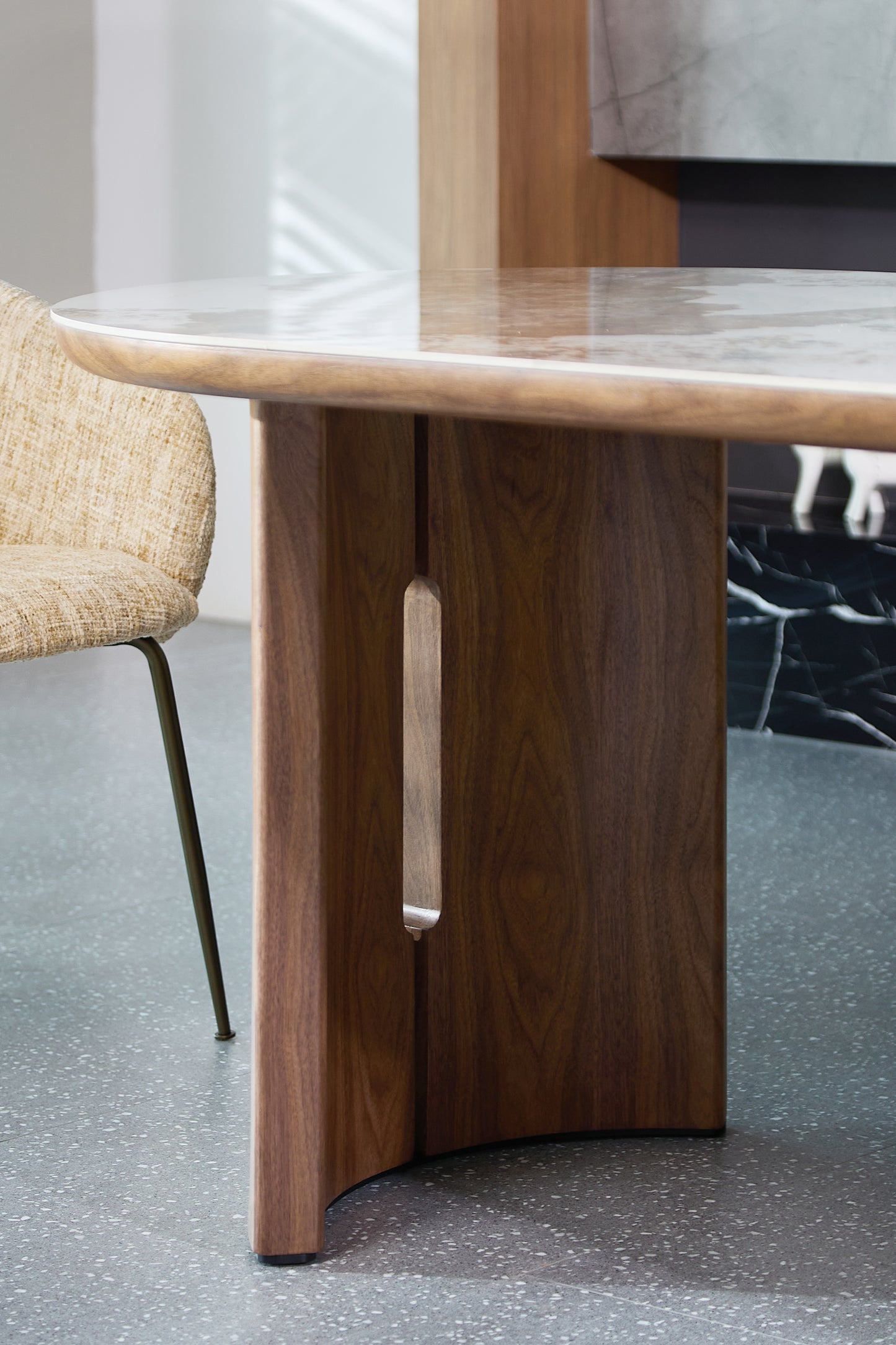 Caldera Rectangular Walnut & Pandora Stone Dining Table – 6–8 Seater 200cm