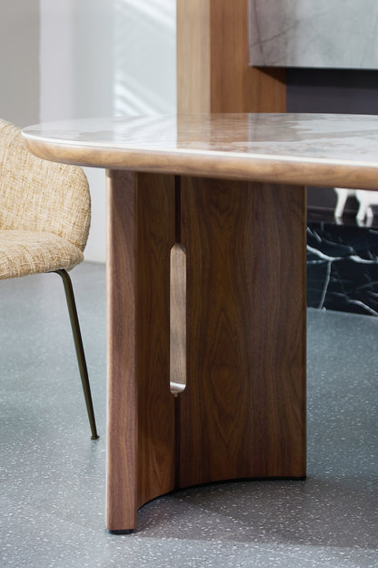 Caldera Rectangular Walnut & Pandora Stone Dining Table – 6–8 Seater 200cm