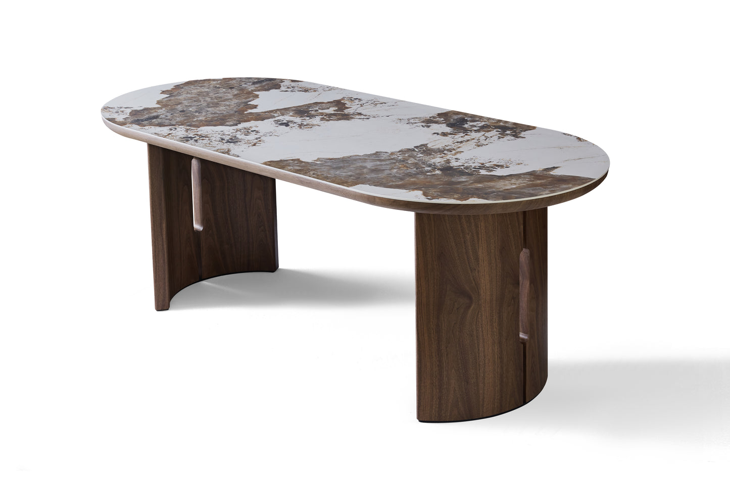 Caldera Rectangular Walnut & Pandora Stone Dining Table – 6–8 Seater 200cm