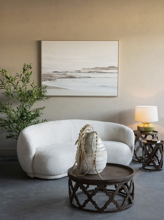 Camilla Curved Mini Sofa – Cream Chenille