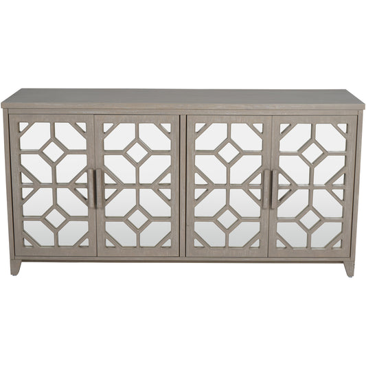 Carter 4 Door Buffet Cabinet with Mirrored Fretwork