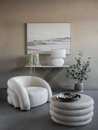 Celine Upholstered Storage Ottoman – Cream Fabric Base