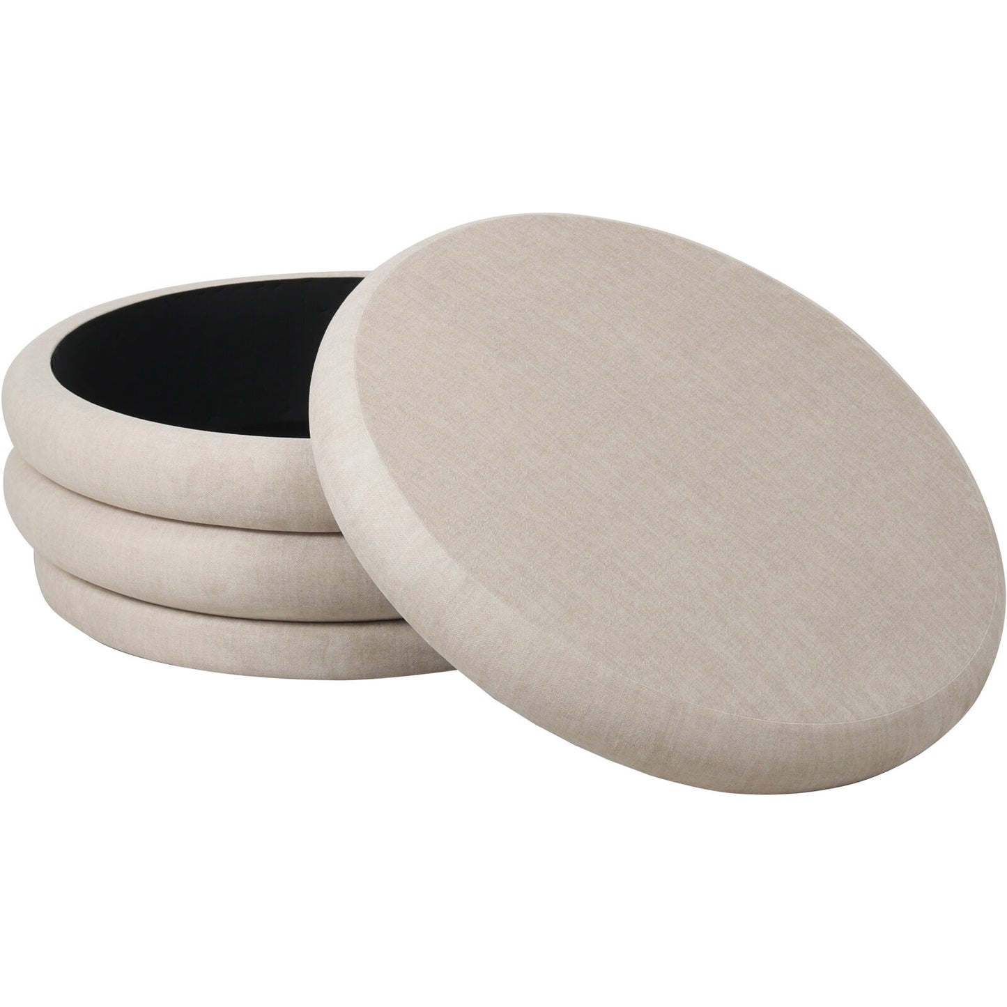 Celine Upholstered Storage Ottoman – Cream Fabric Base