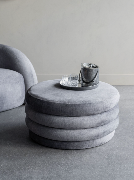Celine Upholstered Storage Ottoman – Grey Fabric Base