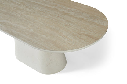 Elara Rectangular Ivory & Travertine Dining Table – 6–8 Seater 200cm