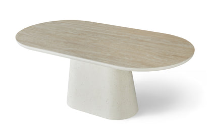 Elara Rectangular Ivory & Travertine Dining Table – 6–8 Seater 200cm