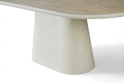 Elara Rectangular Ivory & Travertine Dining Table – 6–8 Seater 200cm