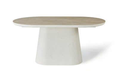 Elara Curved Rectangular Travertine Dining Table 160cm – 4–6 Seater Ivory
