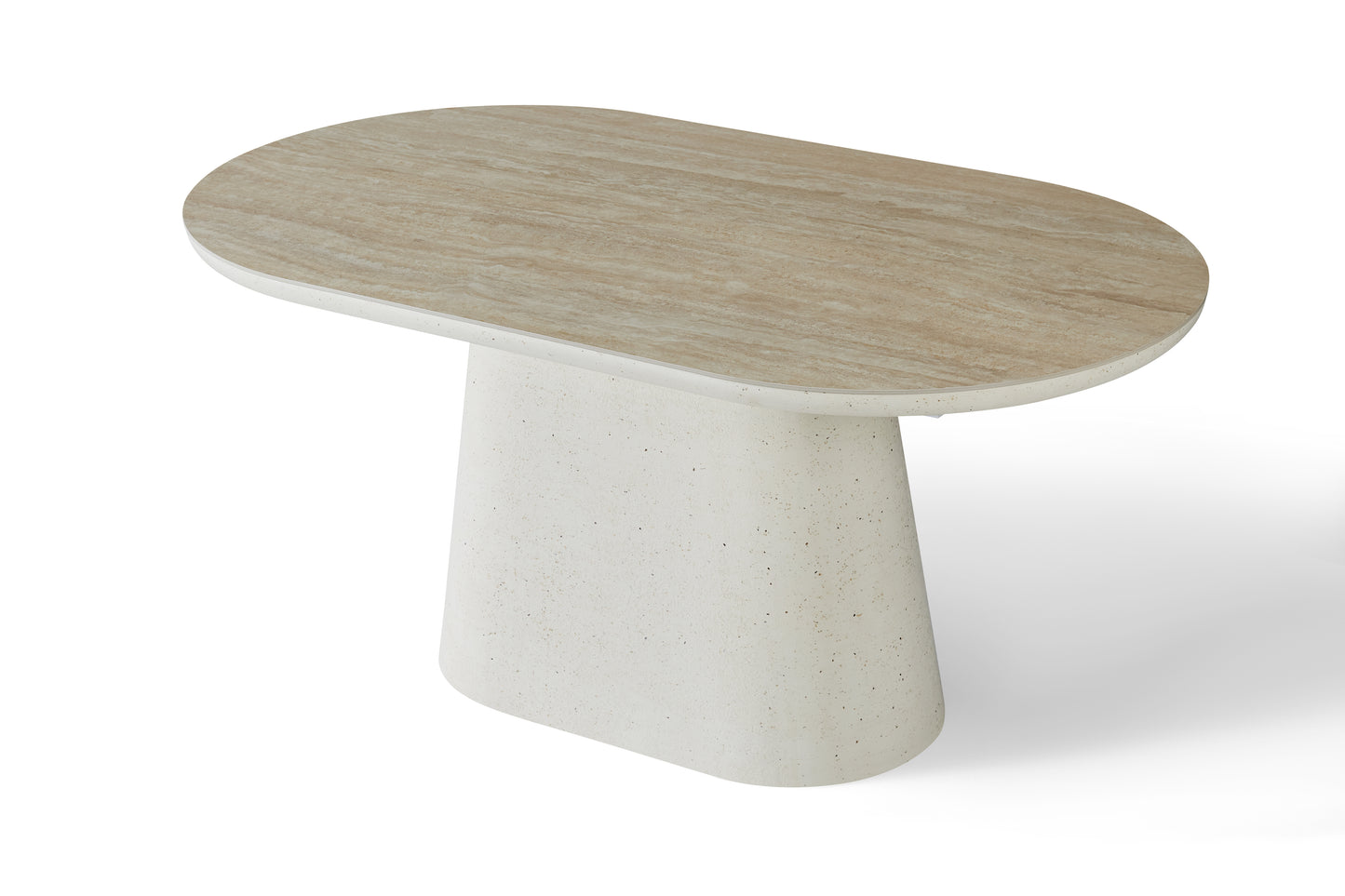 Elara Curved Rectangular Travertine Dining Table 160cm – 4–6 Seater Ivory