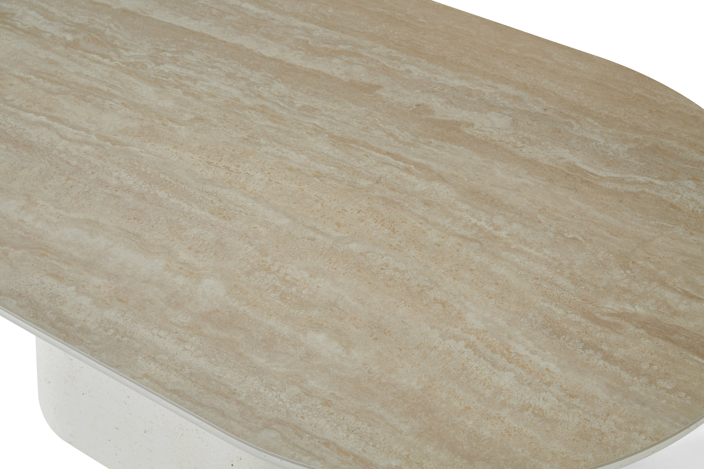 Elara Curved Rectangular Travertine Dining Table 160cm – 4–6 Seater Ivory