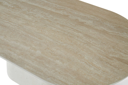 Elara Curved Rectangular Travertine Dining Table 160cm – 4–6 Seater Ivory