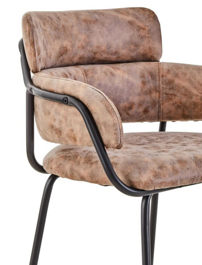 Sorrento Faux Leather Bar Stool with Black Legs – Grey or Brown