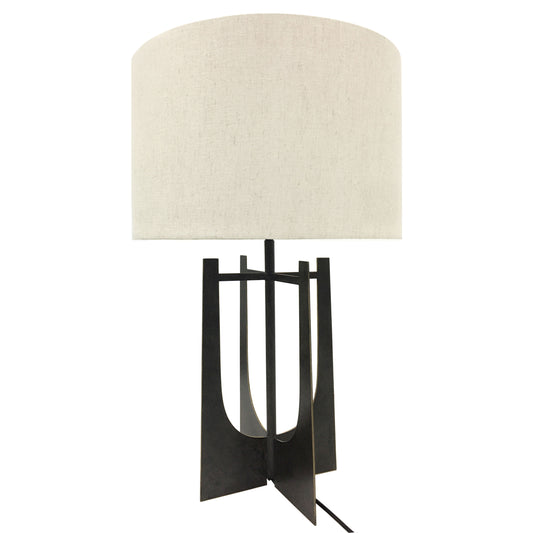 Glendale Hammered Iron Table Lamp with Linen Shade