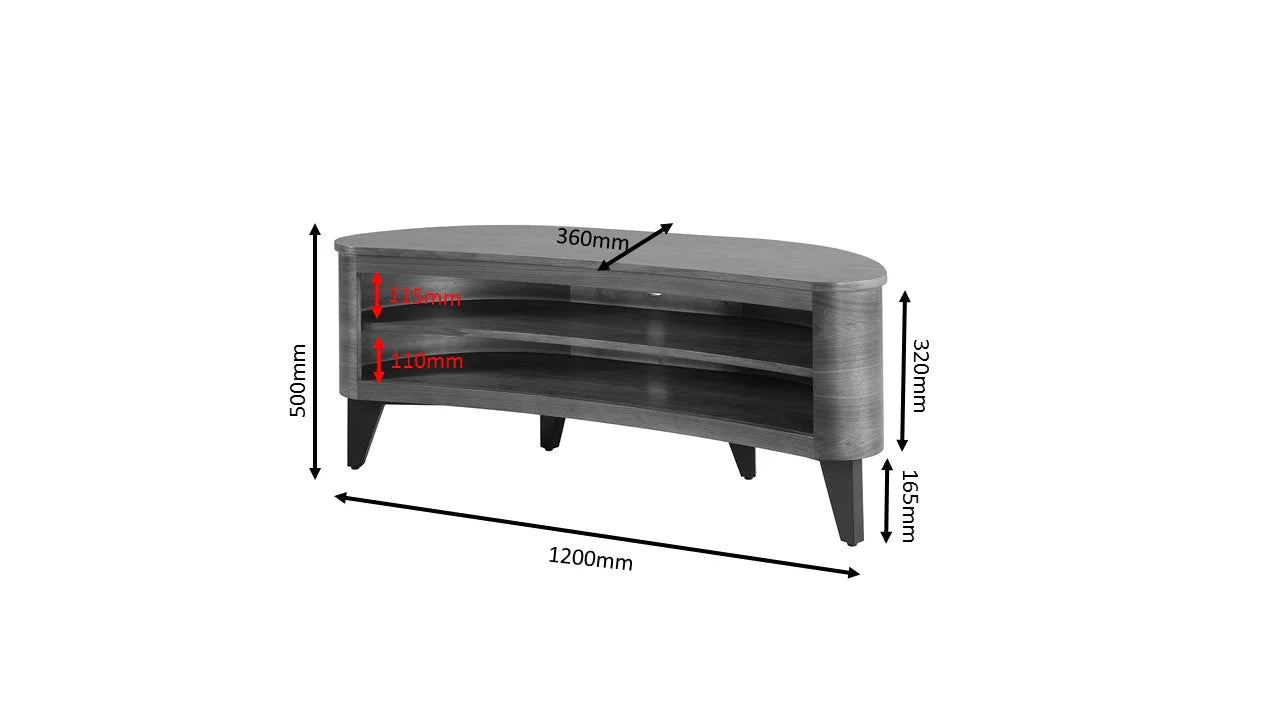 Oakland Curved TV Stand Contemporary Curved Design