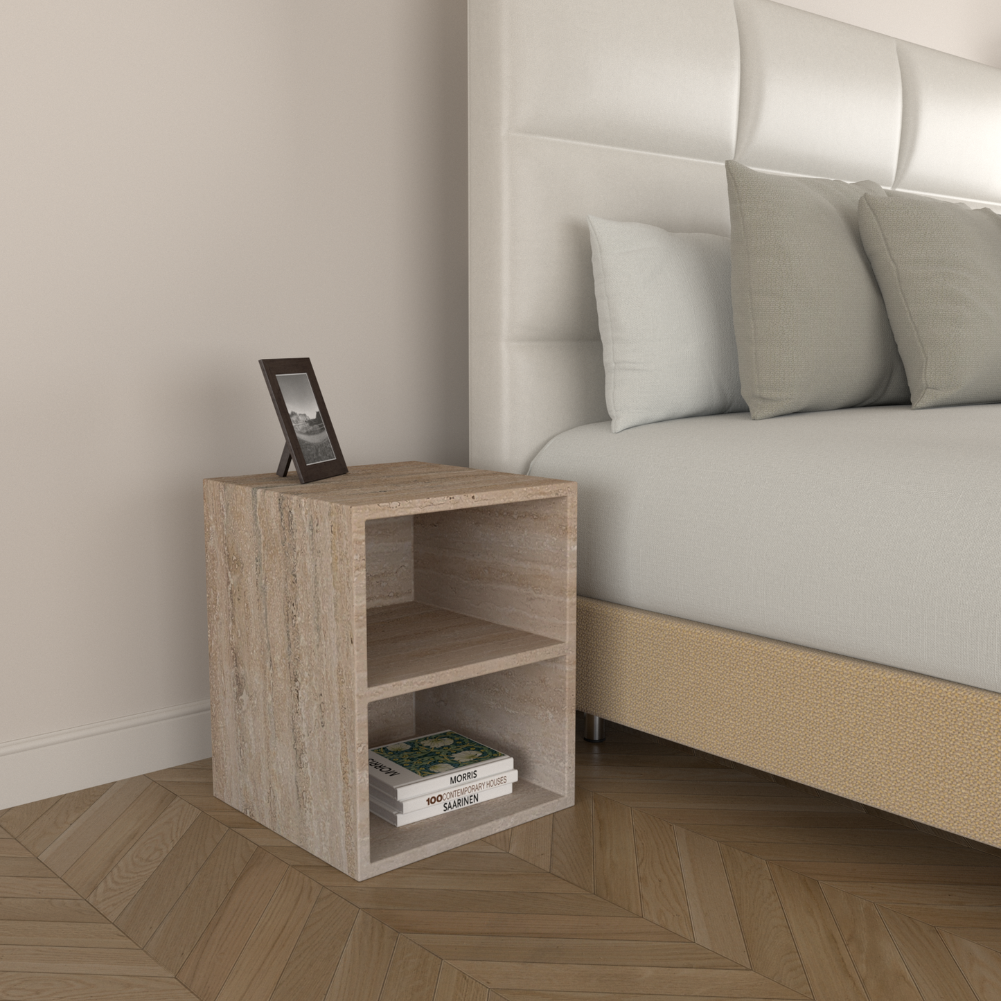 Lena Side Table with Shelf – Custom Stone Furniture in Granite, Quartz & Marble