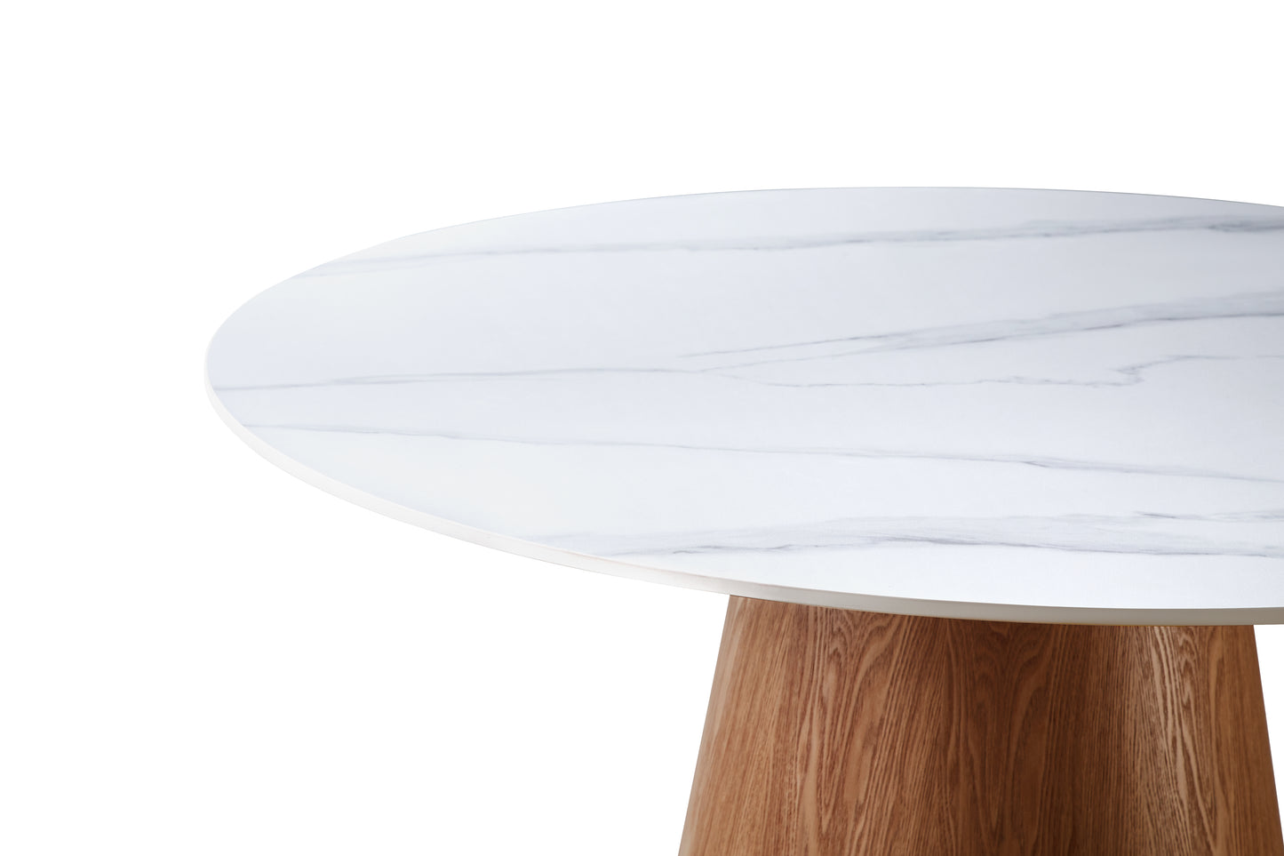 Liora Round Walnut & White Sintered Stone Dining Table