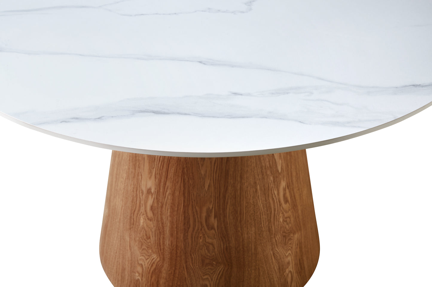 Liora Round Walnut & White Sintered Stone Dining Table
