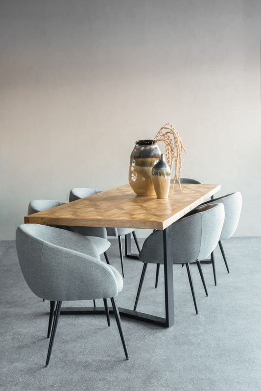 Marham Geometric Wooden Dining Table with Black Legs