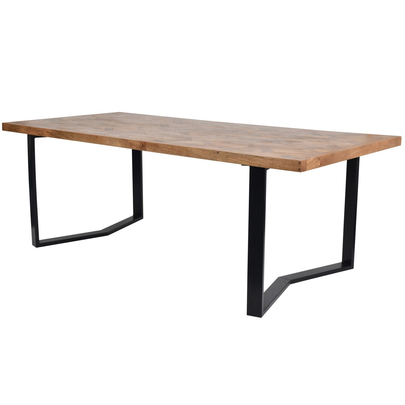 Marham Geometric Wooden Dining Table with Black Legs