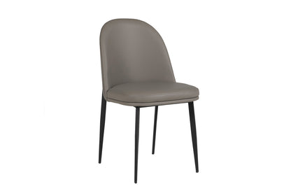 Nora Leather Dining Chair in Grey – front view with padded seat