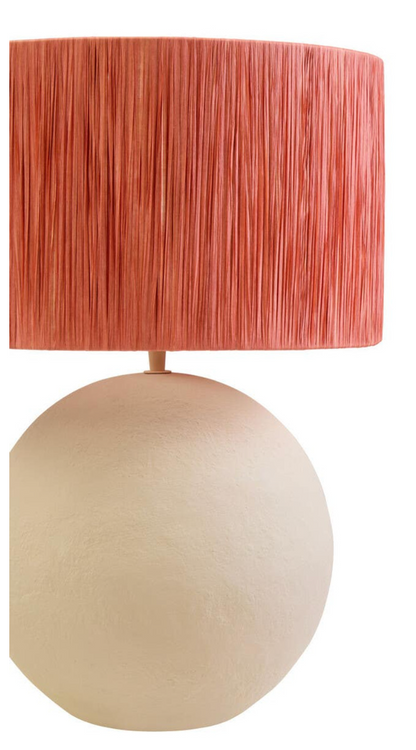 Paloma Natural Papier Mâché Table Lamp with Rust Raffia Shade