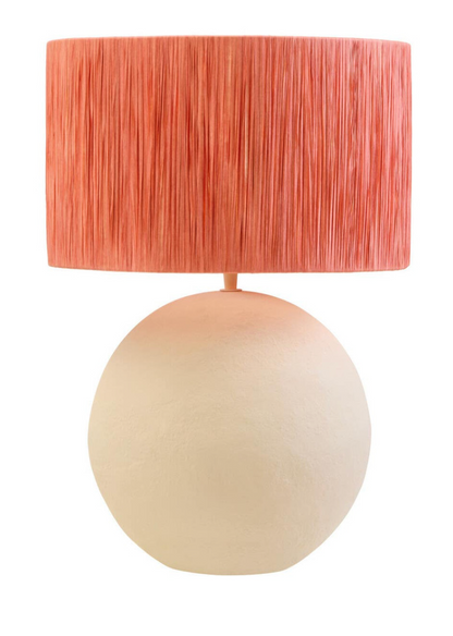 Paloma Natural Papier Mâché Table Lamp with Rust Raffia Shade