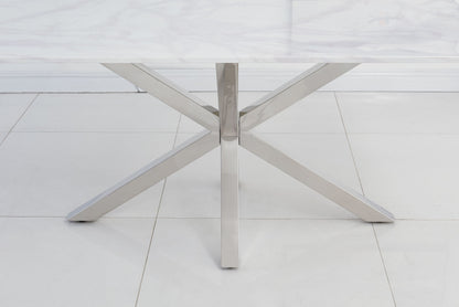 River 1.6m White & Grey Ceramic Marble Dining Table