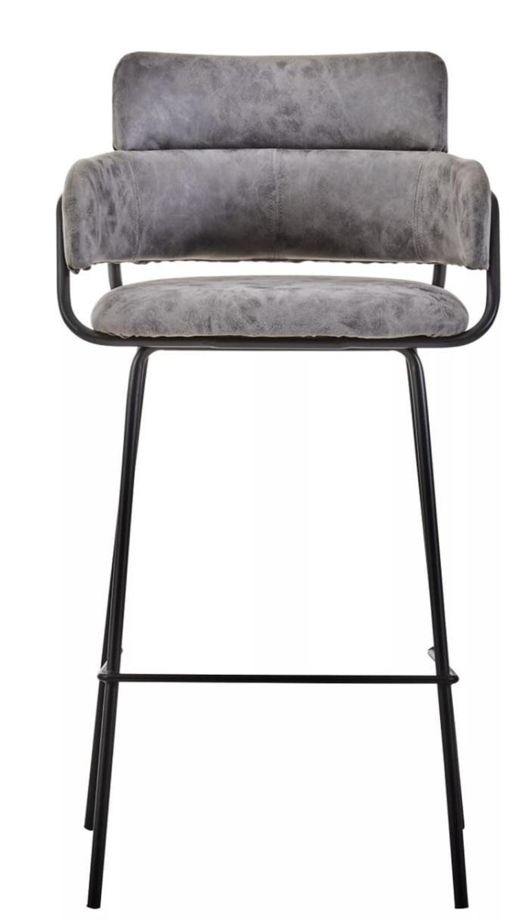 Sorrento Faux Leather Bar Stool with Black Legs – Grey or Brown