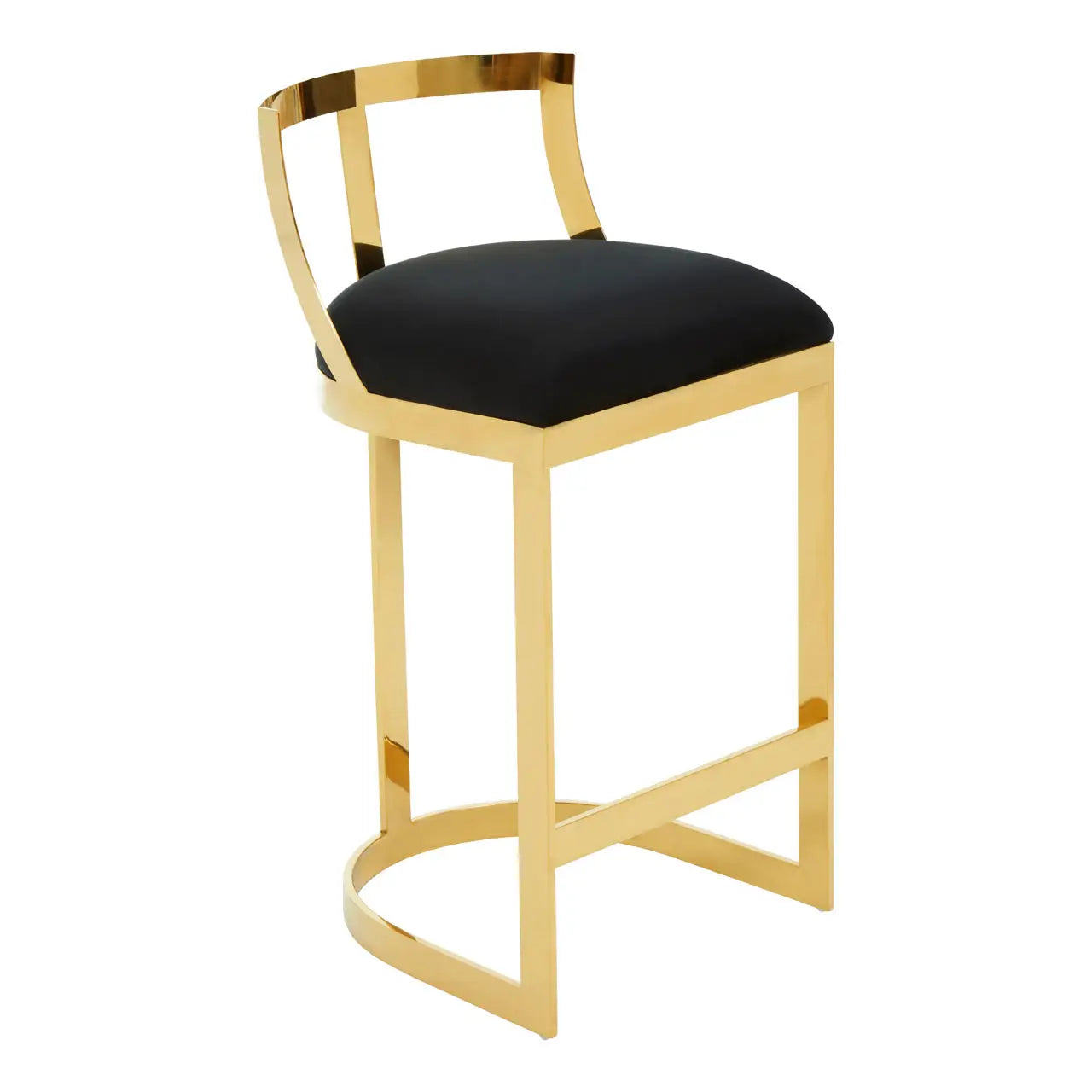 Sorelle Bar Stool – Black or Ivory Velvet with Gold Frame