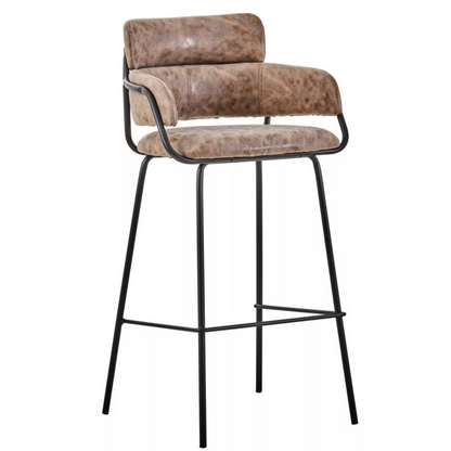 Sorrento Faux Leather Bar Stool with Black Legs – Grey or Brown