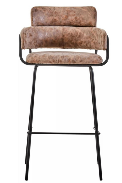 Sorrento Faux Leather Bar Stool with Black Legs – Grey or Brown