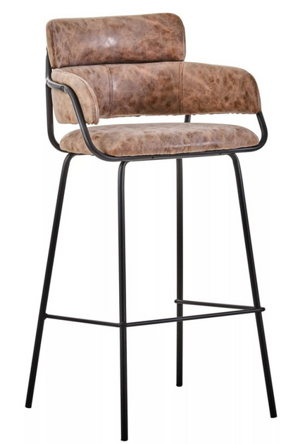 Sorrento Faux Leather Bar Stool with Black Legs – Grey or Brown