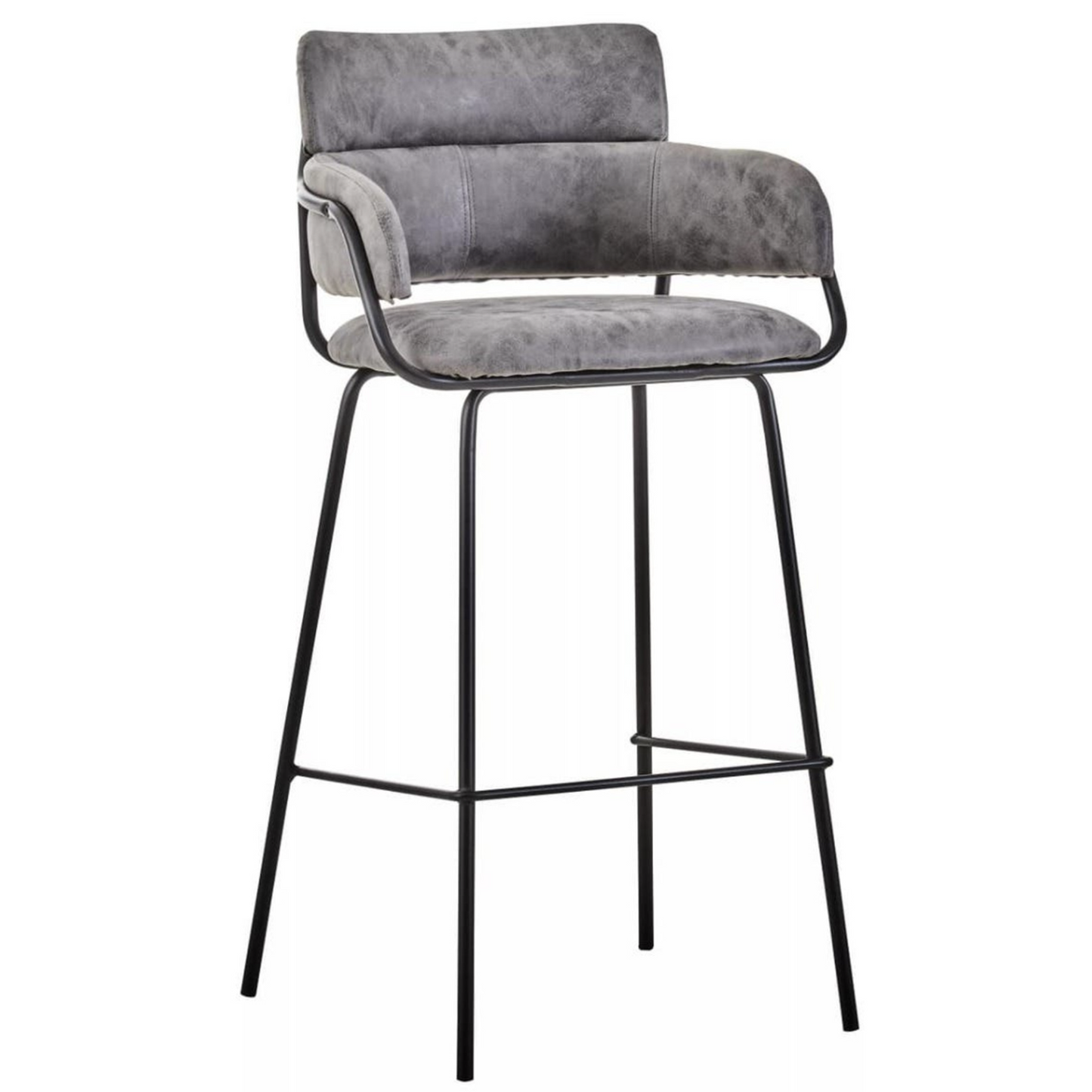 Sorrento Faux Leather Bar Stool with Black Legs – Grey or Brown