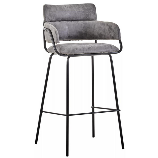 Sorrento Faux Leather Bar Stool with Black Legs – Grey or Brown