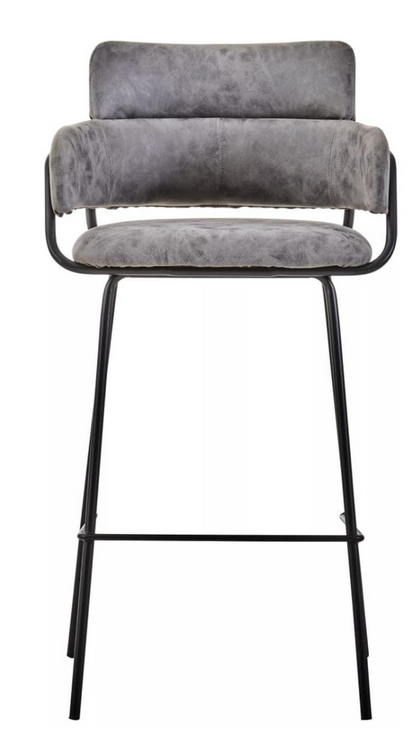 Sorrento Faux Leather Bar Stool with Black Legs – Grey or Brown