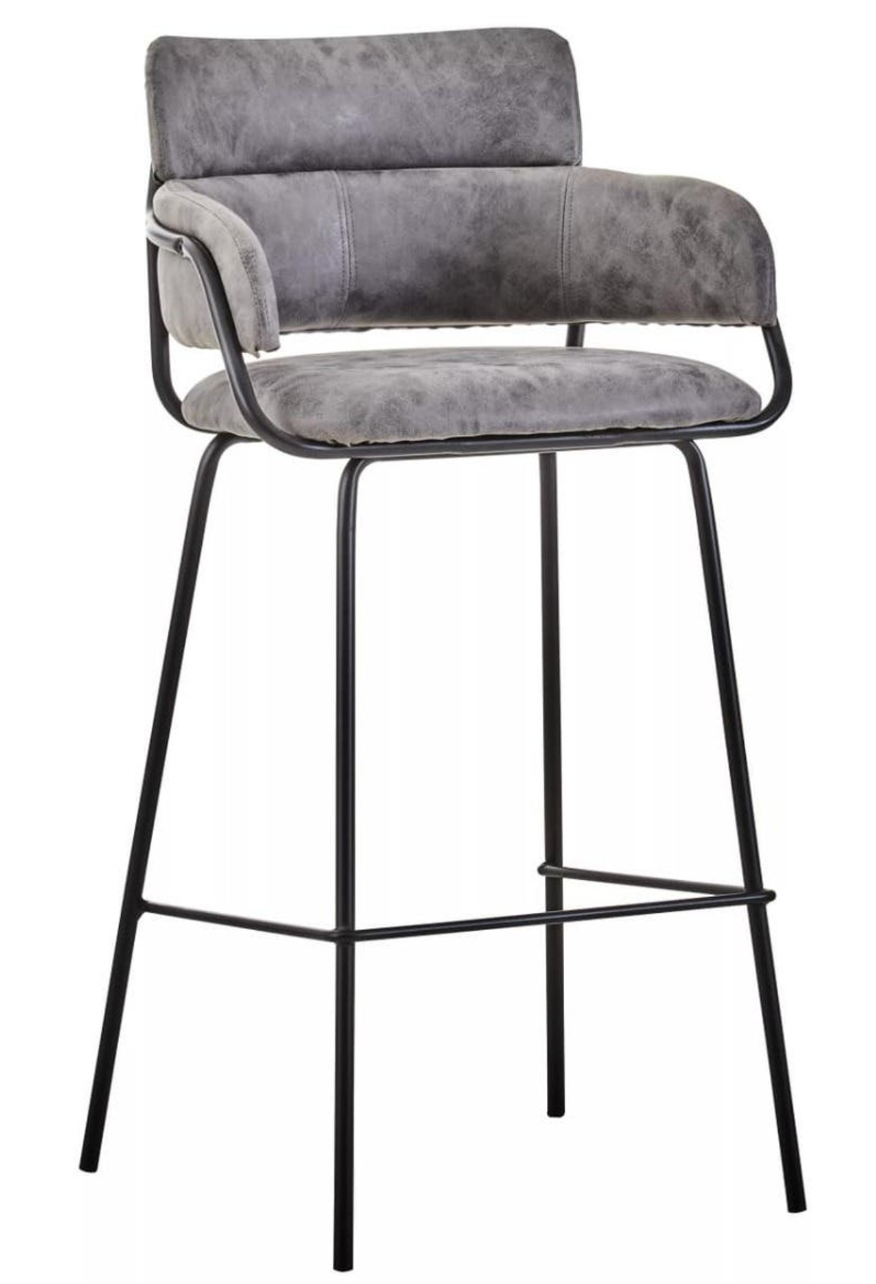 Sorrento Faux Leather Bar Stool with Black Legs – Grey or Brown